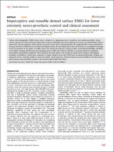 Imperceptive and reusable dermal surface EMG for lower extremity neuro-prosthetic control and clinical assessment