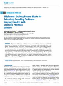 Skipformer: Evolving Beyond Blocks for Extensively Searching On-Device Language Models With Learnable Attention Window
