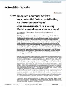 Impaired neuronal activity as a potential factor contributing to the underdeveloped cerebrovasculature in a young Parkinson’s disease mouse model