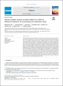 Thermal stability analysis of nitrile additives in LiFSI for lithium-ion batteries: An accelerating rate calorimetry study