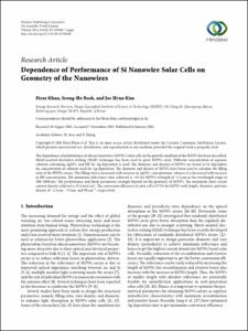 Dependence of Performance of Si Nanowire Solar Cells on Geometry of the Nanowires
