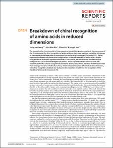 Breakdown of chiral recognition of amino acids in reduced dimensions