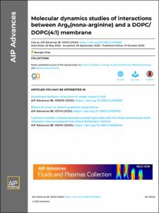 Molecular dynamics studies of interactions between Arg(9)(nona-arginine) and a DOPC/DOPG(4:1) membrane