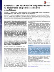 POWERDRESS and HDA9 interact and promote histone H3 deacetylation at specific genomic sites in Arabidopsis
