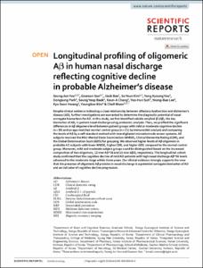 Longitudinal profiling of oligomeric A beta in human nasal discharge reflecting cognitive decline in probable Alzheimer's disease