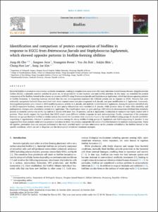Identification and comparison of protein composition of biofilms in response to EGCG from Enterococcus faecalis and Staphylococcus lugdunensis, which showed opposite patterns in biofilm-forming abilities