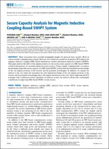 Secure capacity analysis for magnetic inductive coupling-based SWIPT system