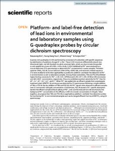 Platform- and label-free detection of lead ions in environmental and laboratory samples using G-quadraplex probes by circular dichroism spectroscopy