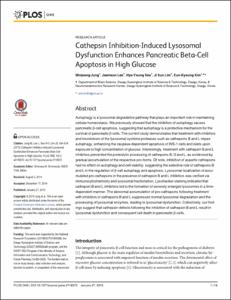 Cathepsin Inhibition-Induced Lysosomal Dysfunction Enhances Pancreatic Beta-Cell Apoptosis in High Glucose