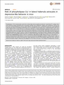Role of phospholipase Cη1 in lateral habenula astrocytes in depressive-like behavior in mice