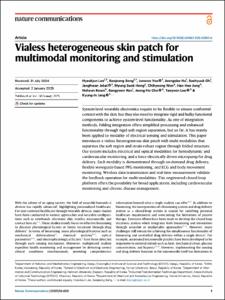 Vialess heterogeneous skin patch for multimodal monitoring and stimulation