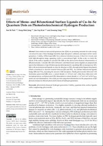 Effects of Mono- and Bifunctional Surface Ligands of Cu-In-Se Quantum Dots on Photoelectrochemical Hydrogen Production
