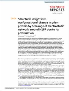 Structural insight into conformational change in prion protein by breakage of electrostatic network around H187 due to its protonation