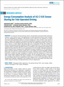 Energy Consumption Analysis of 5G C-V2X Sensor Sharing for Tele-Operated Driving