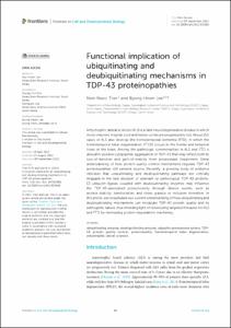 Functional implication of ubiquitinating and deubiquitinating mechanisms in TDP-43 proteinopathies