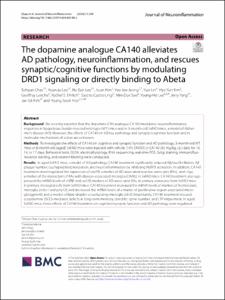The dopamine analogue CA140 alleviates AD pathology, neuroinflammation, and rescues synaptic/cognitive functions by modulating DRD1 signaling or directly binding to Abeta