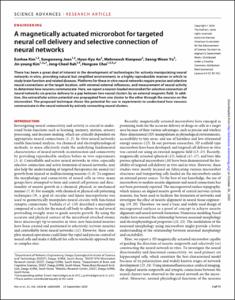 A magnetically actuated microrobot for targeted neural cell delivery and selective connection of neural networks