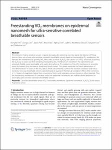 Freestanding VO2 membranes on epidermal nanomesh for ultra-sensitive correlated breathable sensors
