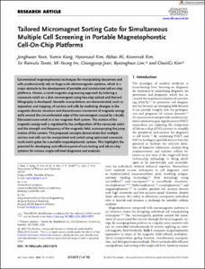 Tailored Micromagnet Sorting Gate for Simultaneous Multiple Cell Screening in Portable Magnetophoretic Cell-On-Chip Platforms