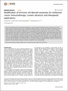 Modification of immune cell-derived exosomes for enhanced cancer immunotherapy: current advances and therapeutic applications
