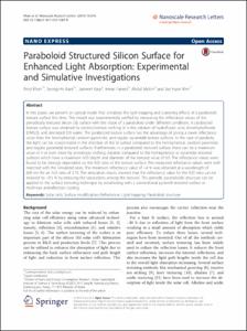 Paraboloid Structured Silicon Surface for Enhanced Light Absorption: Experimental and Simulative Investigations