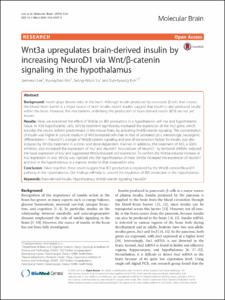 Wnt3a upregulates brain-derived insulin by increasing NeuroD1 via Wnt/beta-catenin signaling in the hypothalamus