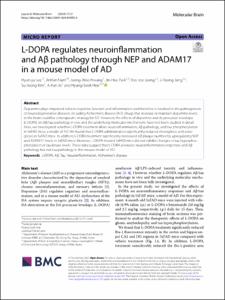 L-DOPA regulates neuroinflammation and Aβ pathology through NEP and ADAM17 in a mouse model of AD