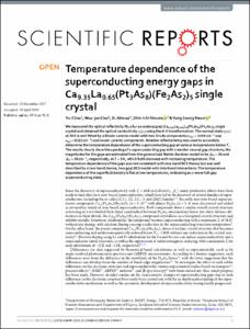 Temperature dependence of the superconducting energy gaps in Ca9.35La0.65(Pt-3 As-8)(Fe2As2)(5) single crystal