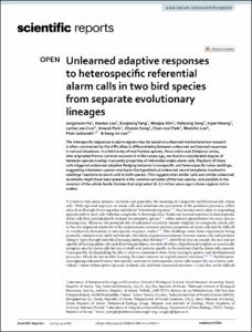 Unlearned adaptive responses to heterospecific referential alarm calls in two bird species from separate evolutionary lineages