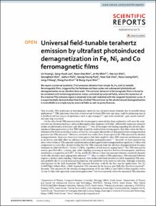 Universal field-tunable terahertz emission by ultrafast photoinduced demagnetization in Fe, Ni, and Co ferromagnetic films