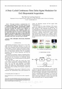 A Duty-Cycled Continuous-Time Delta-Sigma Modulator for ExG Biopotential Acquisition