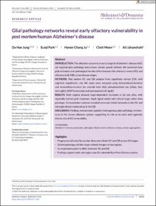 Glial pathology networks reveal early olfactory vulnerability in post mortem human Alzheimer's disease
