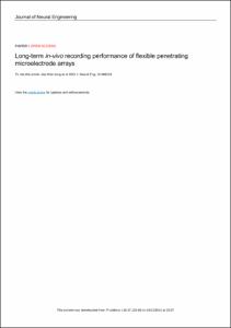 Long-term in-vivo recording performance of flexible penetrating microelectrode arrays