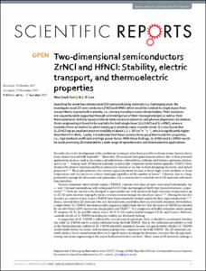 Two-dimensional semiconductors ZrNCl and HfNCl: Stability, electric transport, and thermoelectric properties