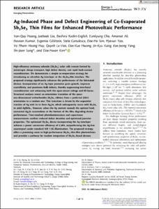 Ag-Induced Phase and Defect Engineering of Co-Evaporated Sb2Se3 Thin Films for Enhanced Photovoltaic Performance