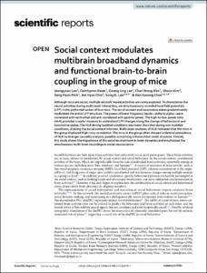 Social context modulates multibrain broadband dynamics and functional brain-to-brain coupling in the group of mice