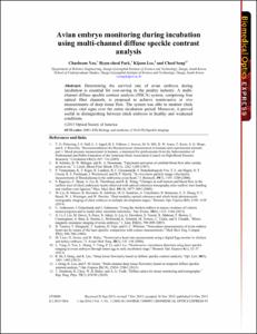 Avian embryo monitoring during incubation using multi-channel diffuse speckle contrast analysis