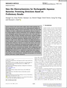 New Mn Electrochemistry for Rechargeable Aqueous Batteries: Promising Directions Based on Preliminary Results