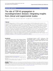 The role of TDP-43 propagation in neurodegenerative diseases: integrating insights from clinical and experimental studies