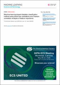 Machine-learning-based diabetes classification method using blood flow oscillations and Pearson correlation analysis of feature importance
