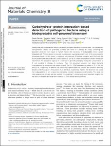 Carbohydrate-protein interaction-based detection of pathogenic bacteria using a biodegradable self-powered biosensor