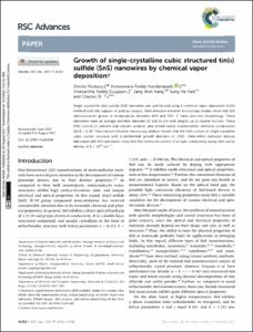 Growth of single-crystalline cubic structured tin(II) sulfide (SnS) nanowires by chemical vapor deposition