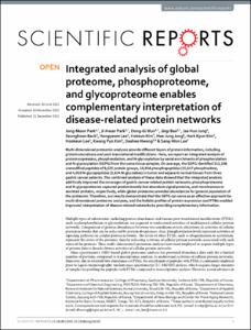 Integrated analysis of global proteome, phosphoproteome, and glycoproteome enables complementary interpretation of disease-related protein networks