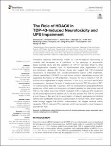 The Role of HDAC6 in TDP-43-Induced Neurotoxicity and UPS Impairment