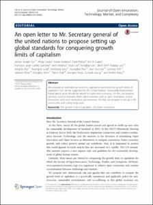 An open letter to Mr. Secretary general of the united nations to propose setting up global standards for conquering growth limits of capitalism