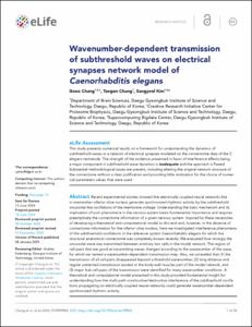 Wavenumber-dependent transmission of subthreshold waves on electrical synapses network model of Caenorhabditis elegans