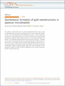 Spontaneous formation of gold nanostructures in aqueous microdroplets