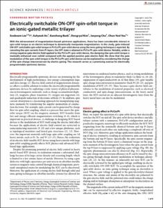 Electrically switchable ON-OFF spin-orbit torque in an ionic-gated metallic trilayer