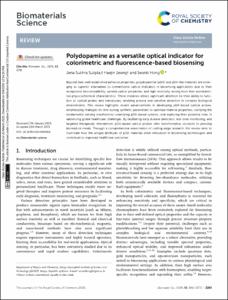Polydopamine as a versatile optical indicator for colorimetric and fluorescence-based biosensing