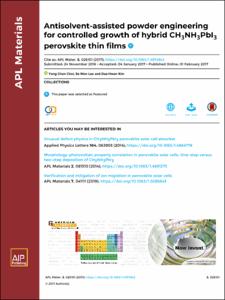 Antisolvent-assisted powder engineering for controlled growth of hybrid CH3NH3PbI3 perovskite thin films